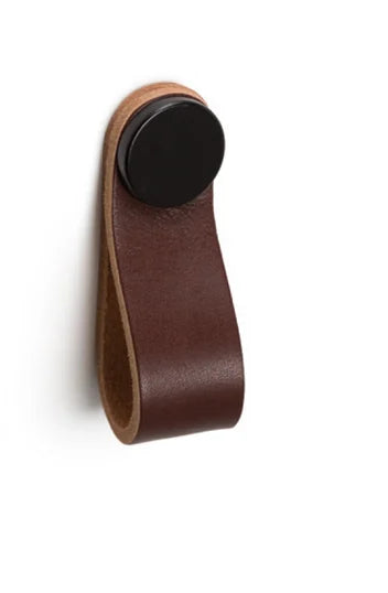 Maner Flexa din piele maro pentru mobilier, cu ornament negru